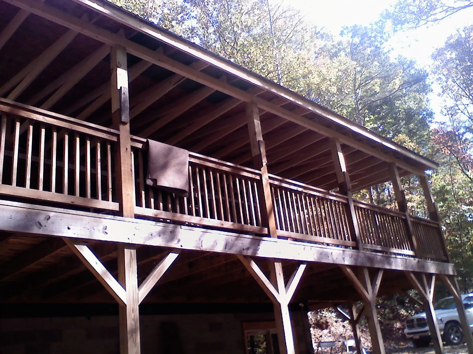 Timber framing under a new elevated porch and deck — Roof Leak Repair in Fort Wayne by Roofing Brothers